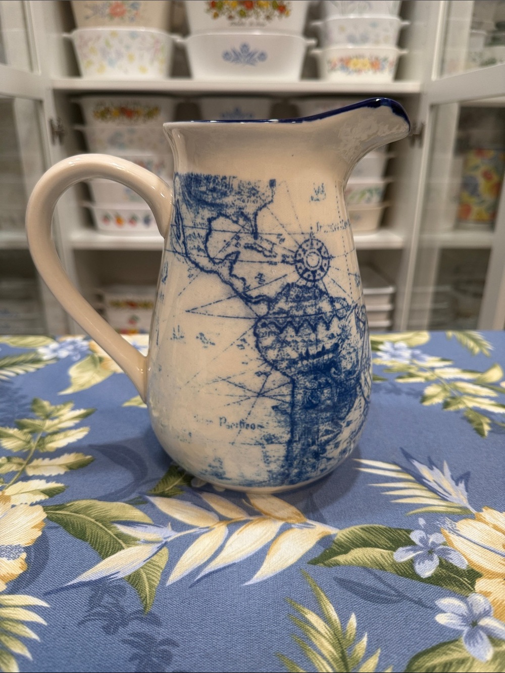 Blue and White Nautical Pitcher - Picture 2 of 5